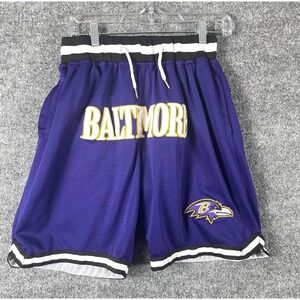 Just Don Baltimore Ravens Shorts Medium Purple Embroidered NFL Football USA